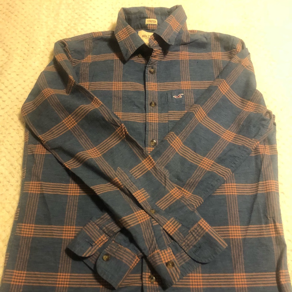 Hollister Blue & Red Button-Up